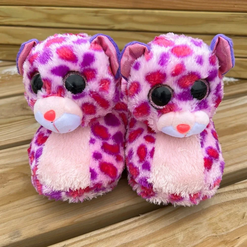 - Ty Pink Spotted Animal Slippers SZ XL! EUC!